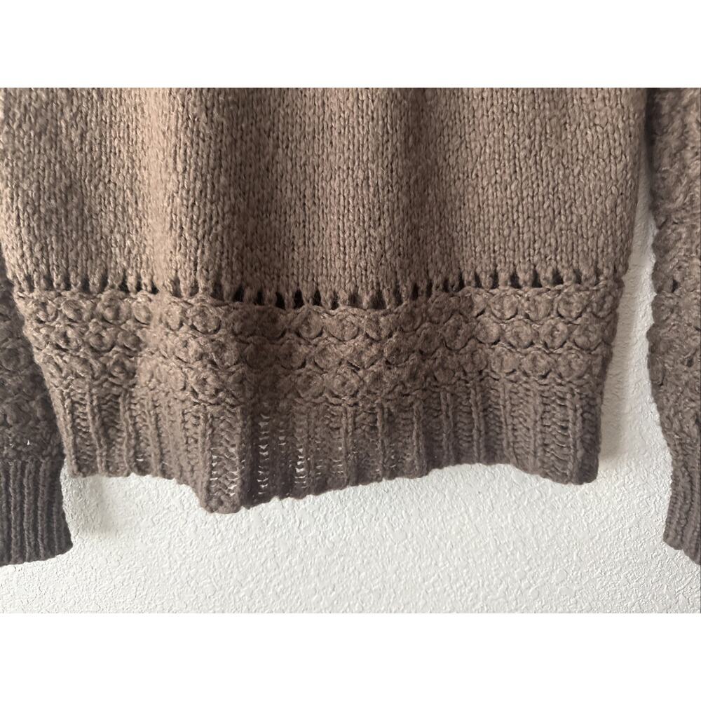 Free People Sweater Crashing Waves‎ Wool Blend Chunky Open Knit Cocoa Size XS - Picture 11 of 13